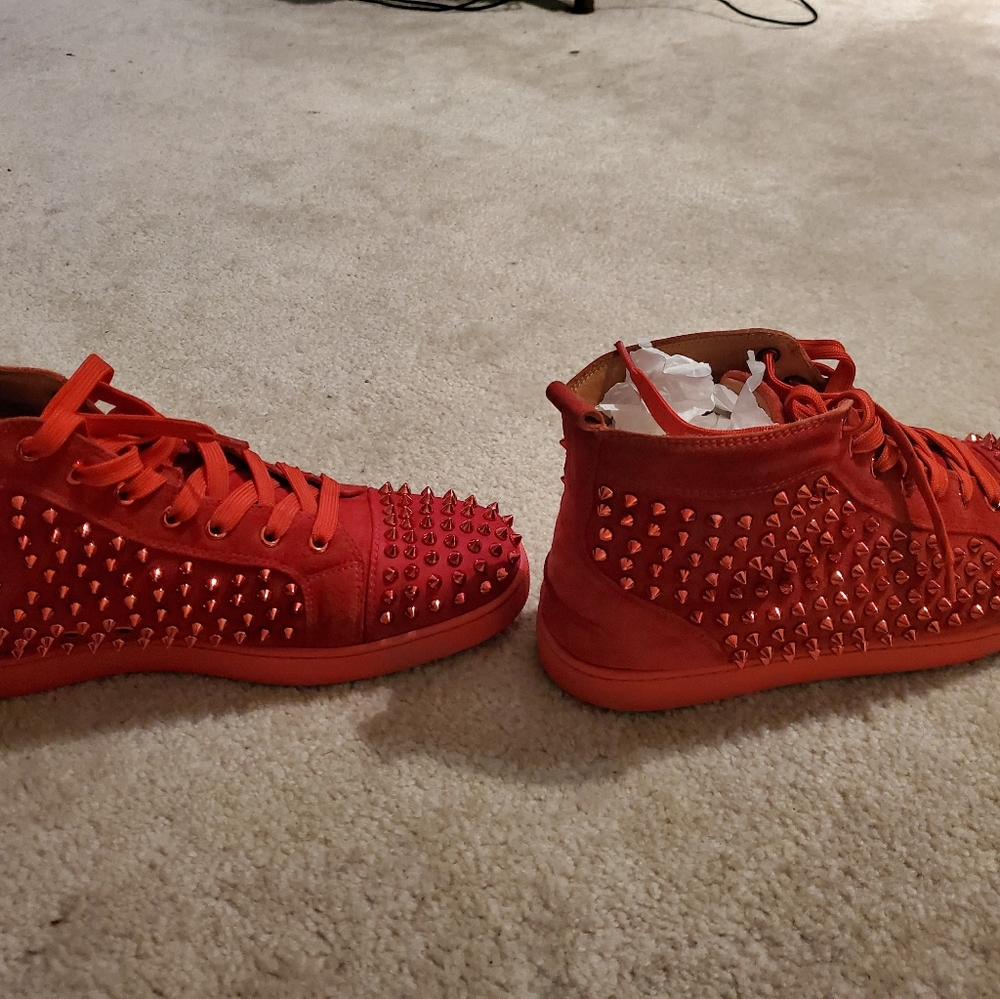 COPY - CHRISTIAN LOUBOUTIN Red Suede Louis Metallic Spike